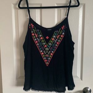 Torrid black tank top with knitted neon design on front  size 1